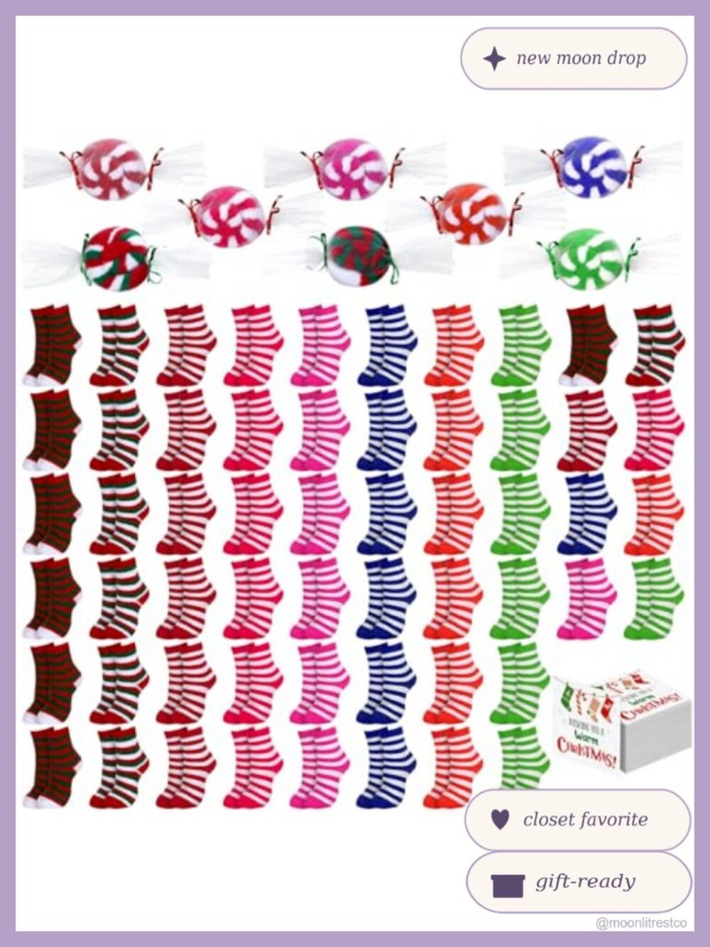 56 Pairs Fuzzy Coral Fleece Calf Socks Holiday DIY Candy Gift Set